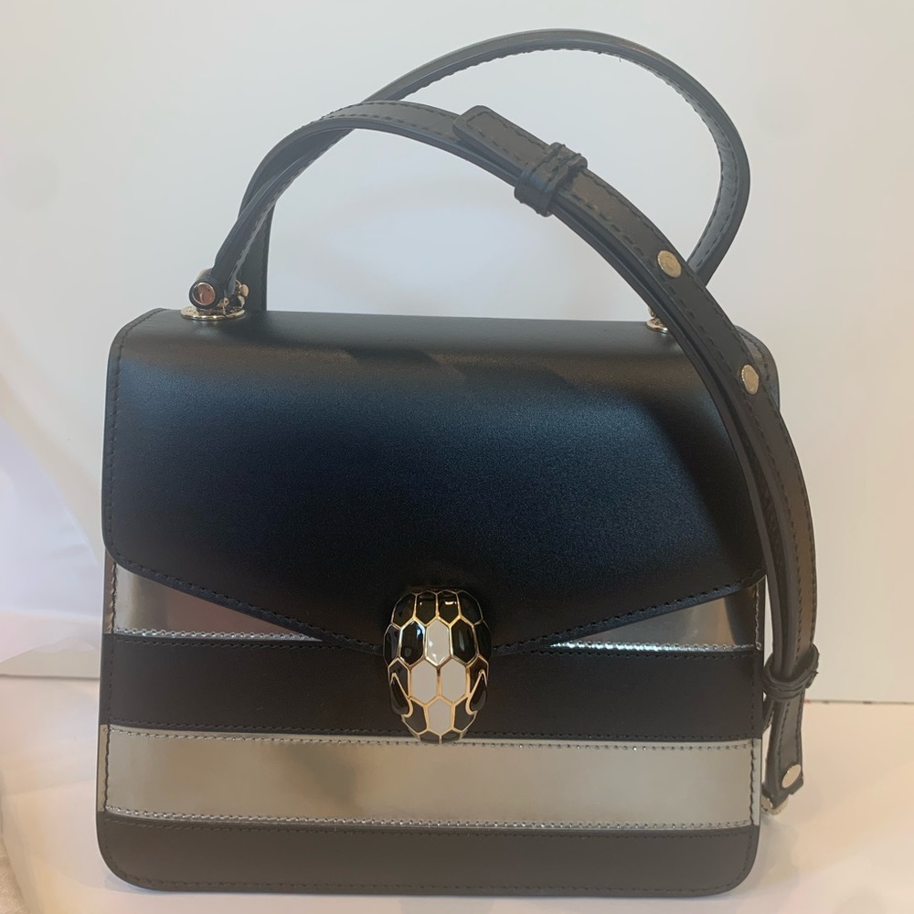 Authentic Black and silver Bvlgari Serpenti Forever Bag